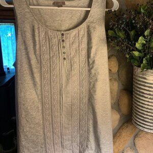 J.Jill Gray lace embroidered tank top L
